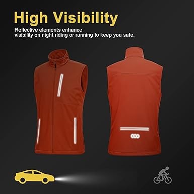 33,000ft Men's Windproof Lightweight Golf Vest Outerwear with Pockets, Softshell Sleeveless Jacket for Running Hiking Sports