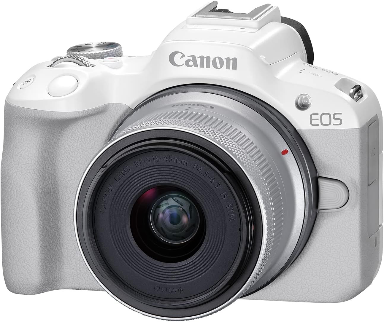 Canon EOS R50 Mirrorless Camera RF-S18-45mm F4.5-6.3 is STM Lens Kit, 24.2 Megapixel CMOS (APS-C) Sensor, 4K Video, Hybrid Camera, Photo and Video, Vlogging, Content Creator, RF Mount, White