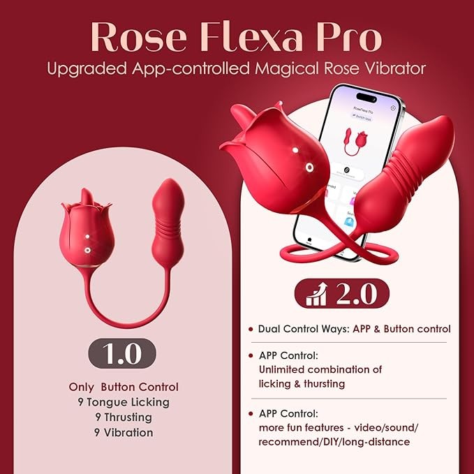 Sex Toys Rose Vibrator Dildo - MOOLIGIRL 4IN1 Adult Sex Toys for Women with 9 Tongue Licking & Thrusting Dildos G Spot Vibrators, Anal Sex Toy Clit Nipple Stimulator Licker for Female Men Couples