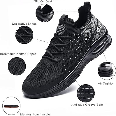 Mens Air Running Shoes Casual Tennis Walking Athletic Gym Fashion Lightweight Slip On Sneakers