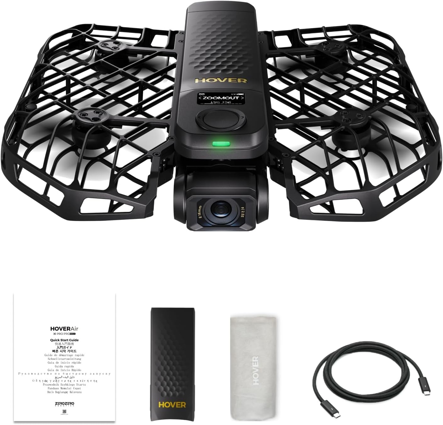 HOVERAir X1 PROMAX 8K Self-Flying Drone: Pocket AI Tracking Action Camera, 4K 120fps, 1/1.3” CMOS, 26mph Follow Speed, 64GB Storage, 2 Battery Bundle with Charging Hub & Case/Combo