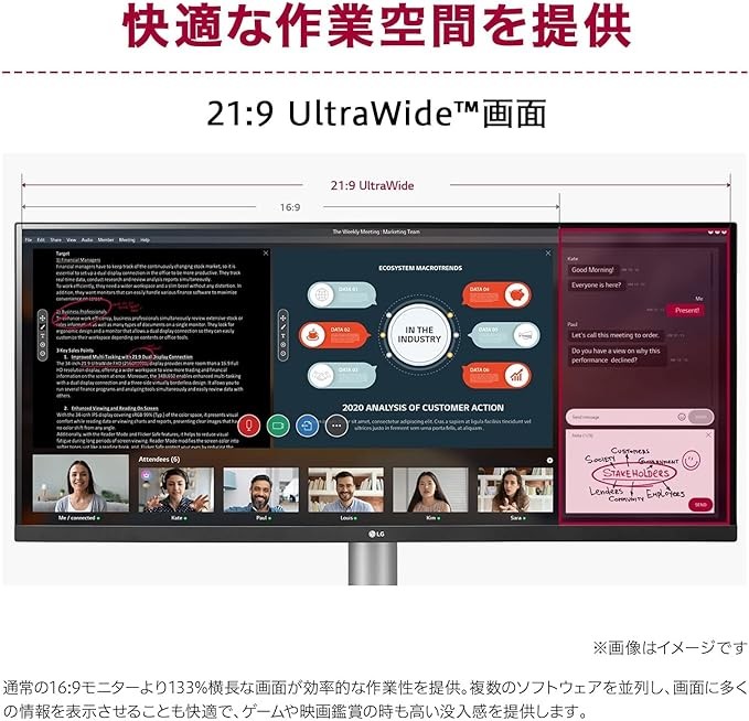 LG UltraGear 34WP60C-B Gaming Monitor, 34 inch219 Curved Ultra-Wide (3440 x 1440), VA160Hz1ms MBRHDRFreeSync PremiumHDMI x 2, DisplayPort x 1