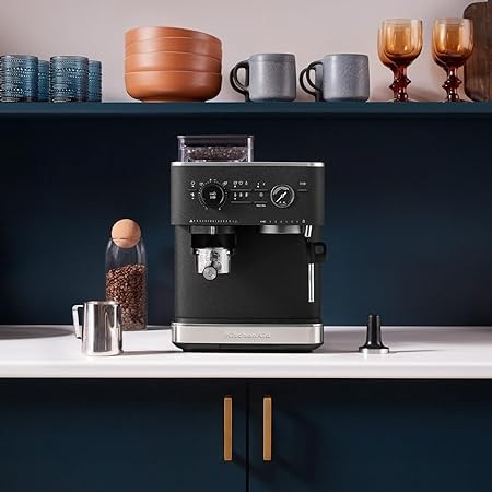 KitchenAid, KES6551 Semi Automatic Espresso Machine wBurr Grinder, 2.5L, Cast Iron Black