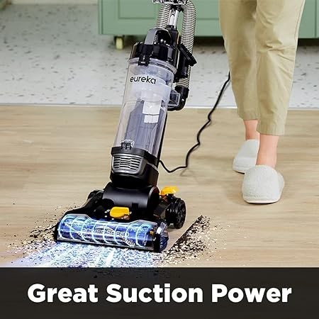 EUREKA PowerSpeed Lightweight Powerful Upright Vacuum Cleaner for Carpet and Hard Floor, Pet Turbo, Black,Yellow