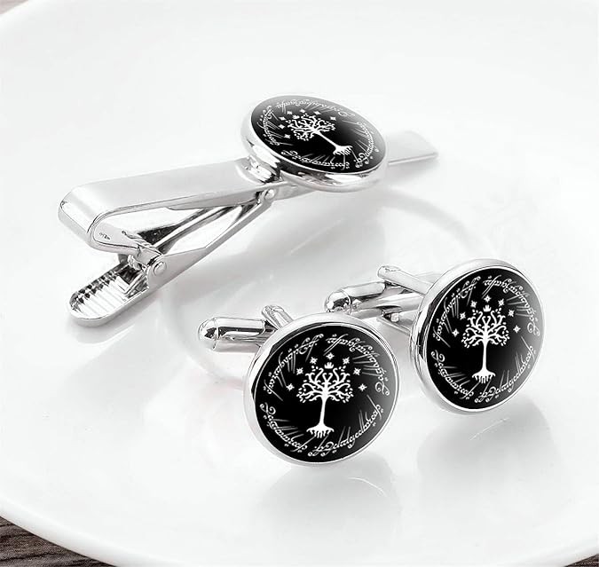 Cufflinks For Men, White Tree Cufflinks Wedding Christmas Tree of Life Cuff Links Gift For Men Father Dad Husband
