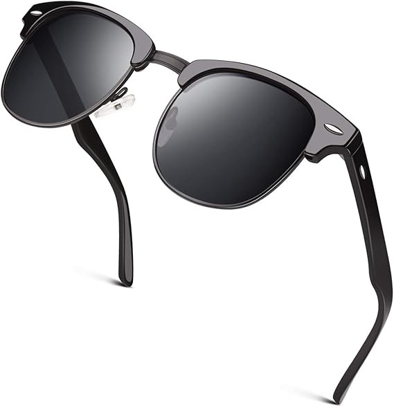 GQUEEN Classic Horn Rimmed Semi Rimless Polarized Sunglasses for Men Women GQO6