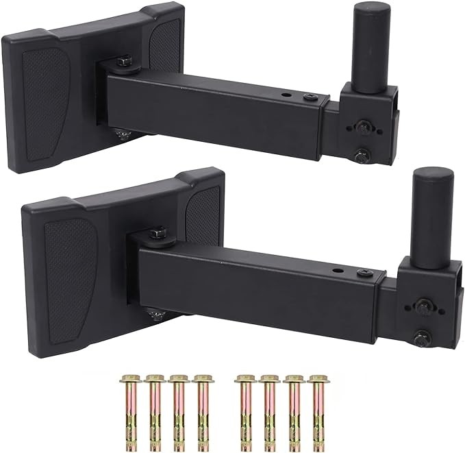 HD-339 Heavy Duty Speaker Wall Mount,Hold up to 100lbs,Speaker Wall Mount Bracket Design for Professional Audio PA Speakers,Screw Hidden (2 Packs Black)