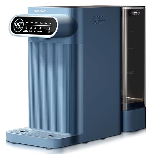 PUREPLUS Countertop Reverse Osmosis Water Filtration System, 5 Stage Countertop Water Filtration, Portable Instant Hot Water Dispenser, 4 Temperature Options, No Installation Required, PP-WFC-DA-Blue