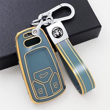 Key Fob Cover for Audi A4 A5 A6, Soft TPU Key Shell Key Case Cover Protector for Q5 Q7 TT A3 R8 S5 SQ5 SQ7 (Black)