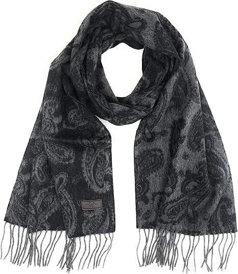 Hickey Freeman Patterned 100% Italian Cashmere Scarf for Men – Ultra-Soft Men’s Winter Scarves, 66-Inches x 12-Inches