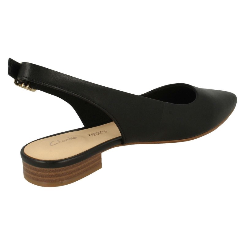 LADIES CLARKS LAINA 15 SLING LEATHER POINTED SMART CASUAL BUCKLE FLAT SHOES SIZE