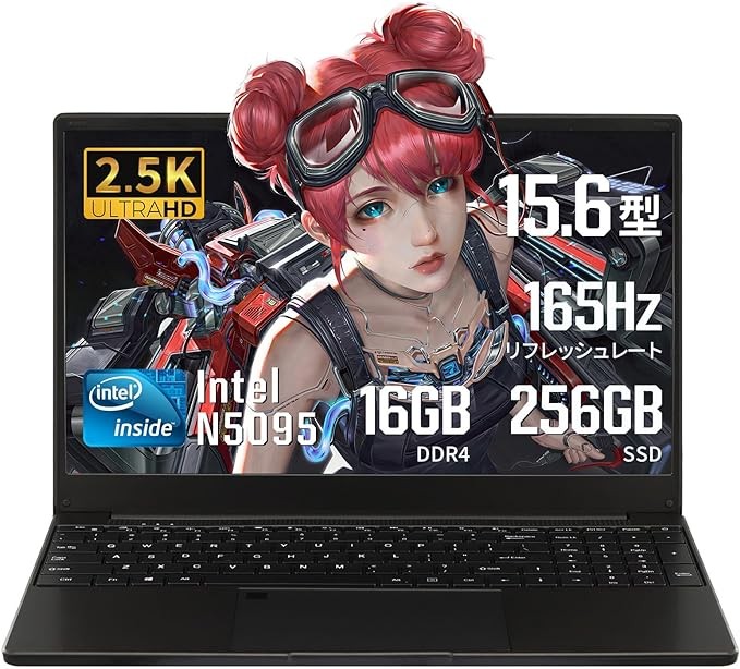ESBOOK Laptop 15.6 Inch 2.5K Metal Housing (25601440 Resolution) 11th Generation Intel Celeron N5095 Memory 16G DDR4L Refresh Rate 165Hz  Windows 11Pro & MS Office 2019  Fingerprint Authentication
