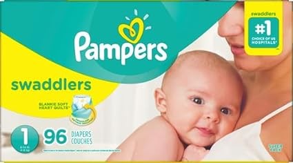 Pampers Swaddlers Newborn Diapers, Size 1, 96 Count
