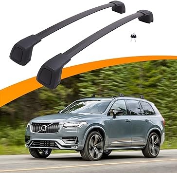 Snailfly Upgraded Crossbars Fit for 2015-2024 Volvo XC90 Lockable Roof Rack Cross Bars Cargo Accessories, Work for Flush Side Rails
