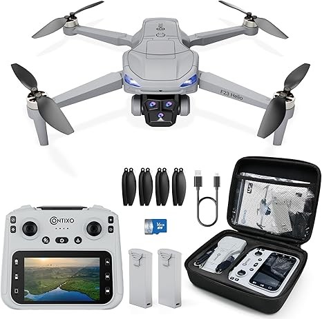Contixo F23 GPS Drone With Camera, 46 Min Flight Time, 4.5" Screen Remote, Follow Me, Waypoints, 5GHz FPV Transmission, Return to Home, Hand Gestures, Orbit Mode Foldable Drones For Teens & Adults