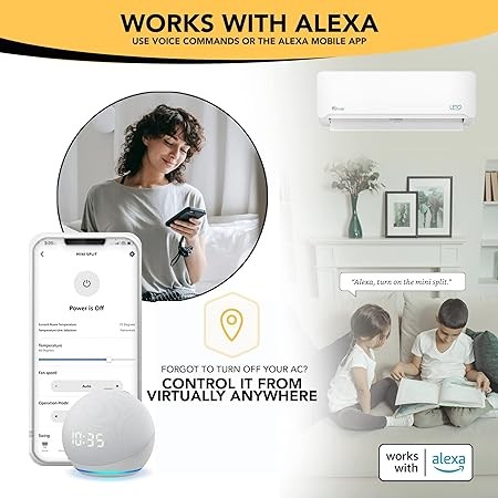 Senville LETO Series Mini Split Air Conditioner Heat Pump, 30000 BTU 208230V, Inverter, Works with Alexa, 2.5 Ton, White