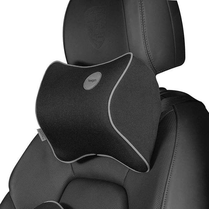 Newgam Car Pillow - Car Neck Pillow for Neck Pain Relief and Cervical Support,Car Seat Neck Pillow with 100% Pure Memory Foam and Washable Cover,Car Headrest Pillow Black