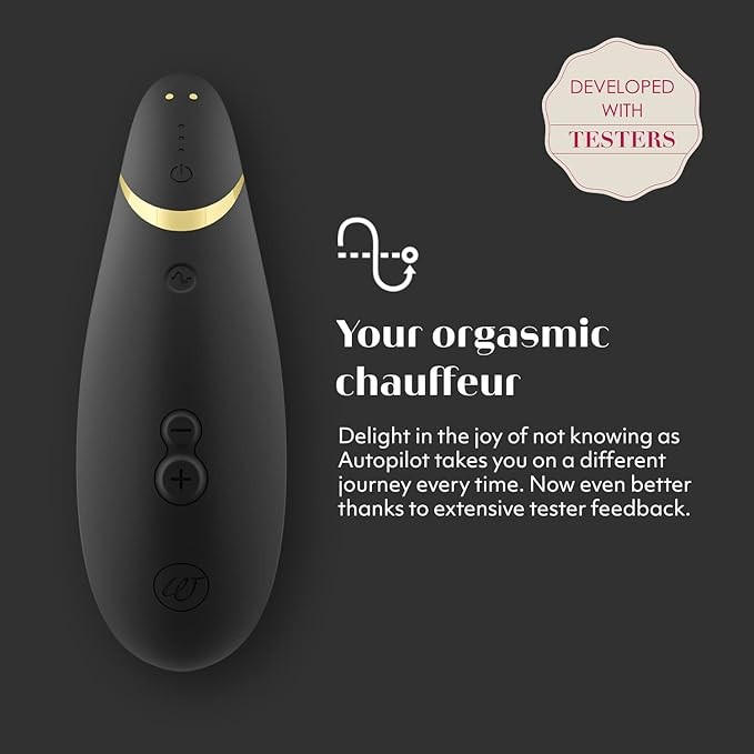 Womanizer Premium 2, As seen in Katy Perry’s Music Video - Clitoral Sucking Toy with Autopilot and Smart Silence - Waterproof Clit Stimulator with 14 Suction Speeds - Vibrating Adult Sex Toy - Black
