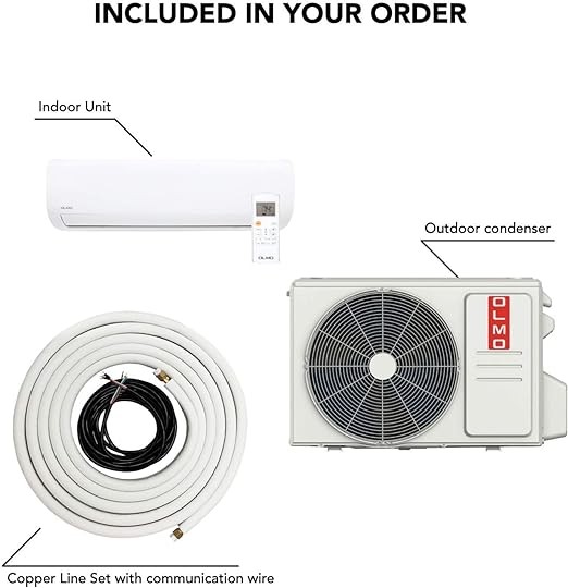 OLMO Alpic 12,000 BTU, 208230V Ductless Mini Split Air Conditioner Heat Pump with 16ft Installation Kit
