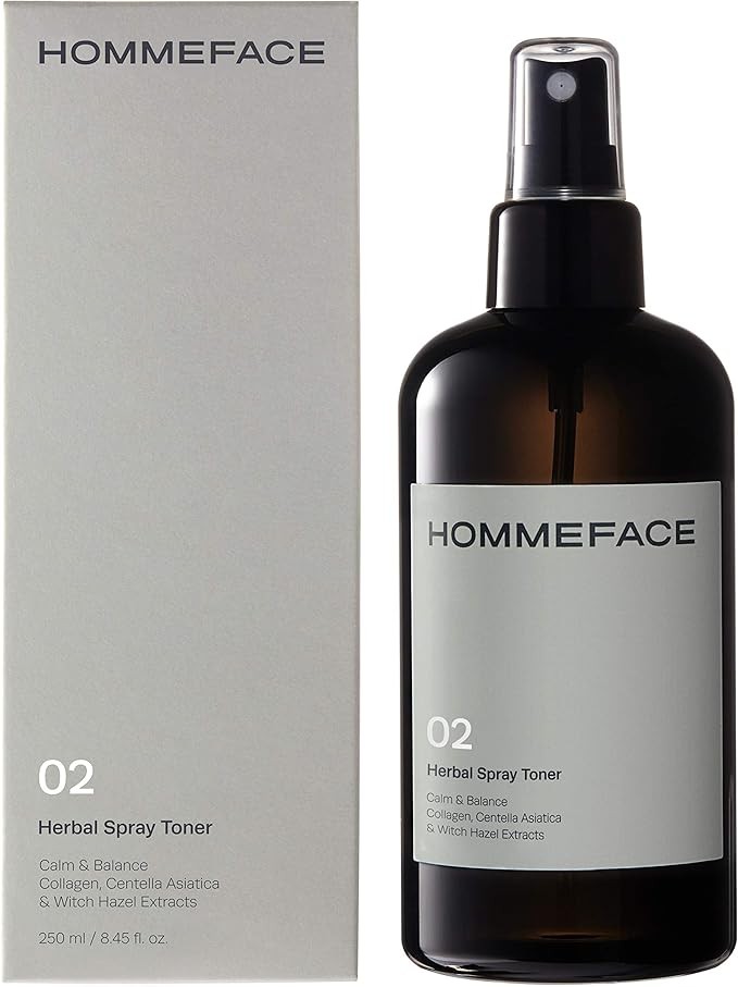 HOMMEFACE Men’s Herbal Spray Face Toner, 8.45 fl. oz. - Alcohol-Free, Hydrating and Balancing Facial Mist with Witch Hazel, CICA Extract, Anti Aging, Aftershaving, for All Skin Types